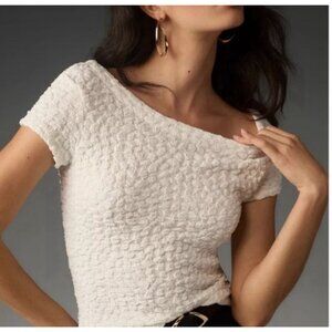 Meave Anthropologie Socialite Popcorn Tee Size White XLarge